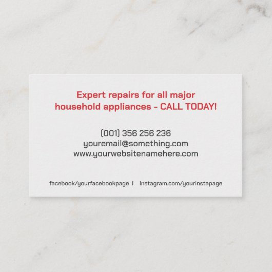 Reparatieservices voor apparaten visitekaartje (Achterkant)