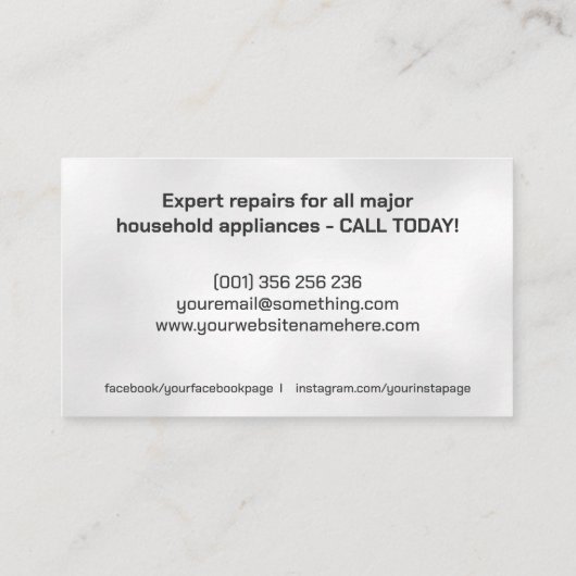 Reparatieservices voor apparaten visitekaartje (Achterkant)