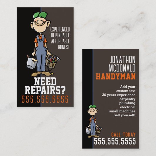 Reparator Handyman Fix-It Carpenter Painter Visitekaartje (Voorkant / Achterkant)