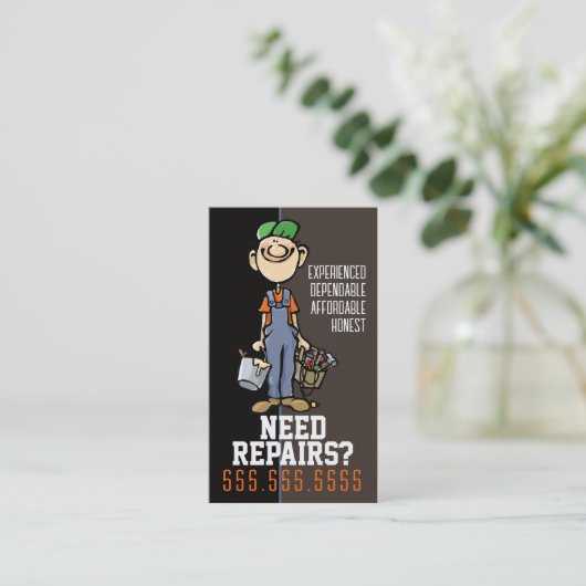 Reparator Handyman Fix-It Carpenter Painter Visitekaartje (Staand voorkant)