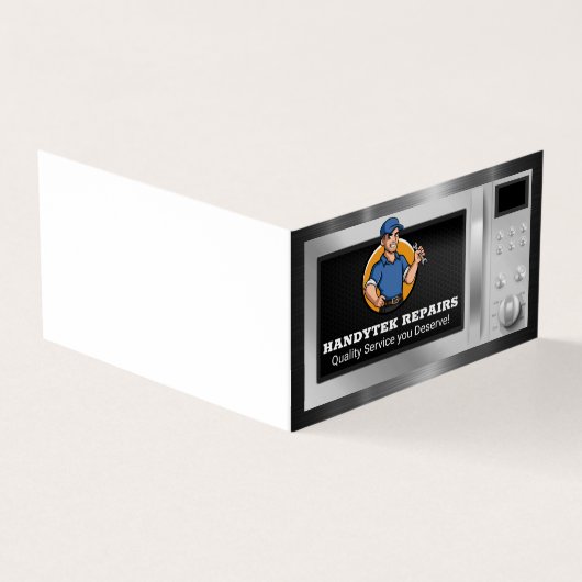 Reparator met moersleutel | Magnetrontoestel Visitekaartje (Buitenkant)