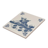 Repareer Antiek Blue Delft Tile Angel Fish Ocean Tegeltje (Zijkant)