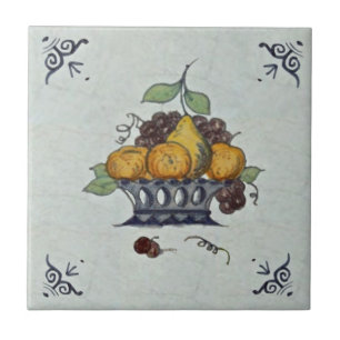 Repareer Antiek delft Fruit Basket Ceramic Tile Tegeltje