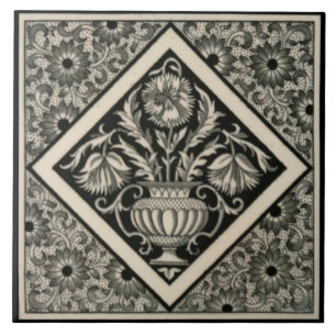 Repareer Antiek Minton Aesthetic Black Transferwar Tegeltje