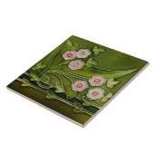 Repareer Antiek roze Floral groene grens Tegeltje (Zijkant)