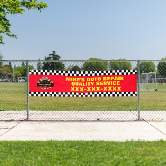 Repareer Autowerkplaats Met Uw Logo-ontwerp Spandoek (Insitu)