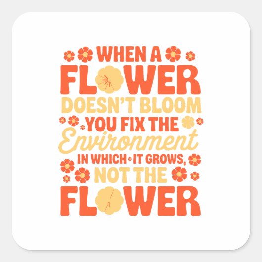 Repareer de omgeving, niet de bloem vierkante sticker (Voorkant)