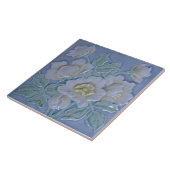 Repareer Duitse Majolica Blue White Floral Art Tegeltje (Zijkant)