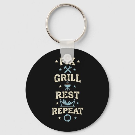 Repareer Grill Rust Herhaal Grappige Klusjesman Bb Sleutelhanger (Voorkant)