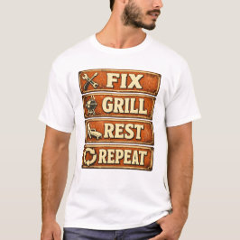 Repareer Grill Rust Herhaal Papa Klusjesman Grill  T-shirt