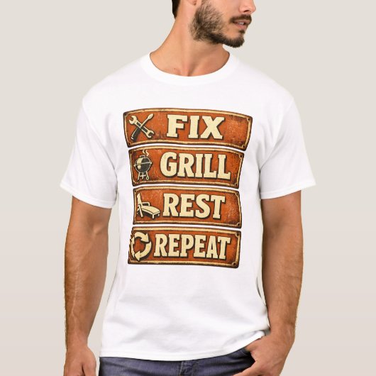 Repareer Grill Rust Herhaal Papa Klusjesman Grill T-shirt (Voorkant)