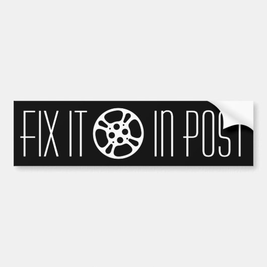 "Repareer het in post" bumpersticker (Voorkant)