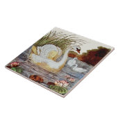 Repareer met de hand gekleurde Victoriaans Swan Tr Tegeltje (Zijkant)