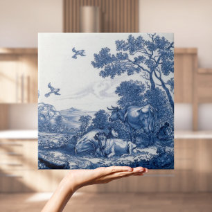 Repareer Nederlandse delft-tegel met koeien Tegeltje