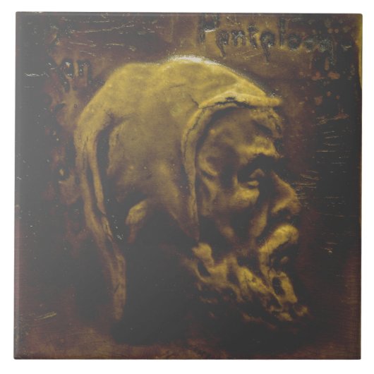 Repareer nederlandse faux - reliëf grijze baard -  tegeltje (Voorkant)