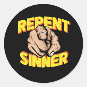 Repareer Sinner Jezus houdt van jou Ronde Sticker