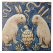 Repareer Spaanse "Animal Rabbit Tortoise Blue Tile Tegeltje (Voorkant)