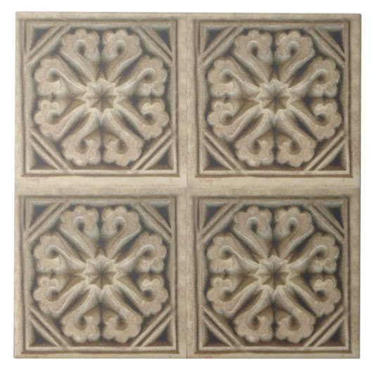 Repareer Spaanse Maure Floral Pattern Faux relief  Tegeltje (Voorkant)