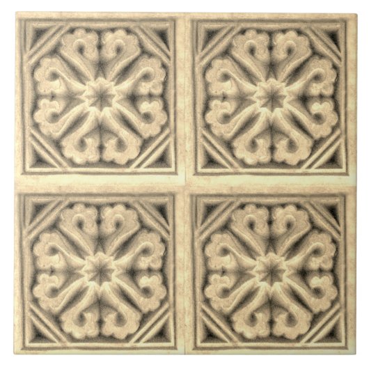 Repareer Spaanse Maure Floral Pattern Faux relief  Tegeltje (Voorkant)