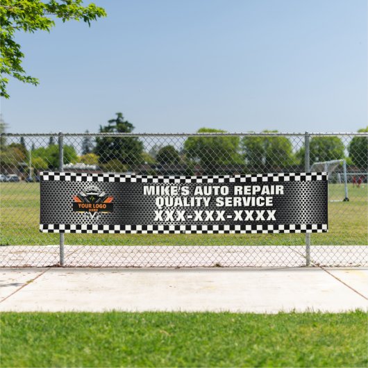 Repareer uw autowerkplaats met uw logoontwerp spandoek (Insitu)