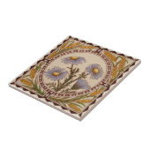 Repareer Victoriaans goudkornbloem Blauwe Floral Tegeltje (Zijkant)