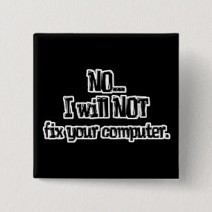 Repareert Uw Computer NIET Vierkante Button 5,1 Cm