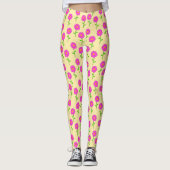 Repeat Flower Pattern with Hot Pink Flowers Leggings (Voorkant)