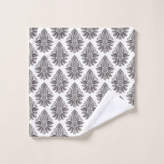 Repeating black floral pattern towel bad handdoek (Wasdoekje)