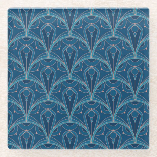 Repeating geometric Art Deco pattern Glazen Onderzetter (Voorkant)