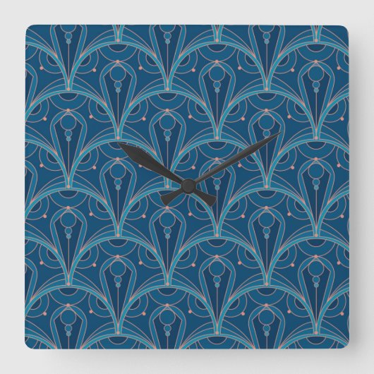 Repeating geometric Art Deco pattern Vierkante Klok (Voorkant)