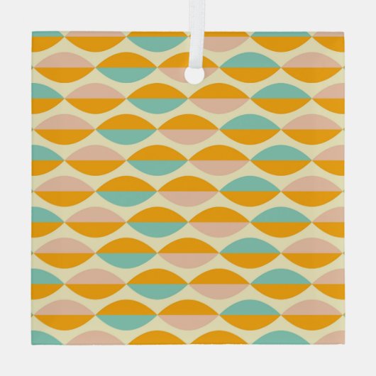Repeating geometric pattern in beige background glas ornament (Achterkant)