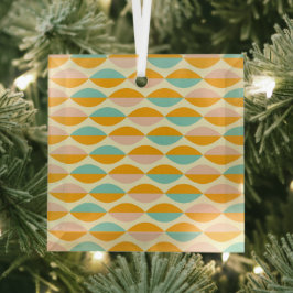 Repeating geometric pattern in beige background glas ornament