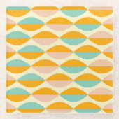 Repeating geometric pattern in beige background glazen onderzetter (Voorkant)