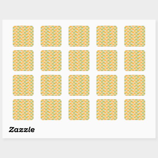 Repeating geometric pattern in beige background vierkante sticker (Vel)