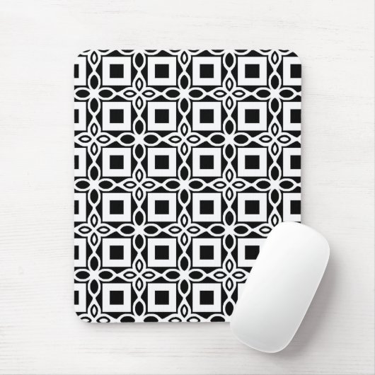 Repeating GEOMETRIC PATTERN in black and white Muismat (Met muis)