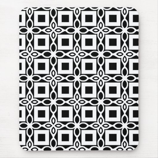 Repeating GEOMETRIC PATTERN in black and white Muismat (Voorkant)