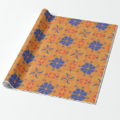 repeating pattern of blue flowers cadeaupapier (Uitgerold)