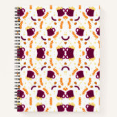 Repeating pattern of cheerful purple mugs notitieboek (Voorkant)