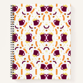 Repeating pattern of cheerful purple mugs notitieboek