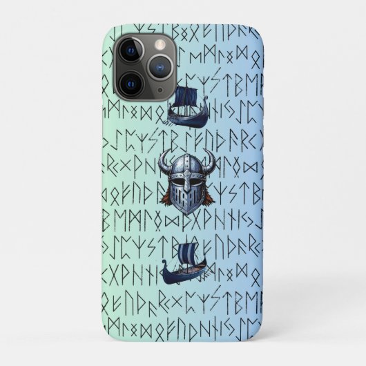 Repeating Viking Ships and Helmet Design over Rune Case-Mate iPhone Case (Achterkant)