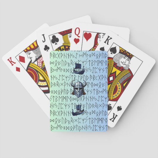 Repeating Viking Ships and Helmet Design over Rune Pokerkaarten (Achterkant)