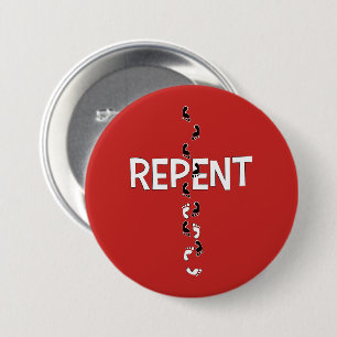 REPENT Footprint Cross Ronde Button 7,6 Cm