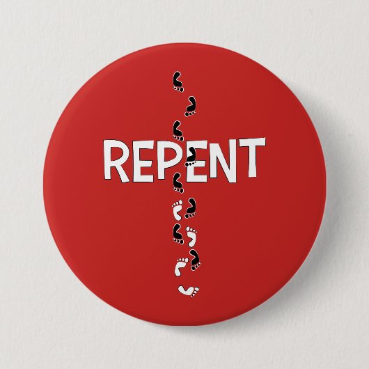 REPENT Footprint Cross Ronde Button 7,6 Cm (Voorkant)