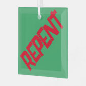 REPENT Glass Ornament - Groen (Voorkant links)