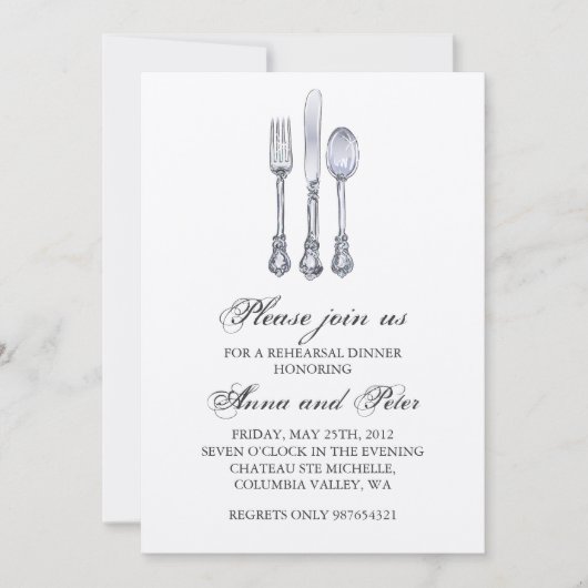 repetitie binnenshuis Uitnodiging - Elegant Silver (Voorkant)