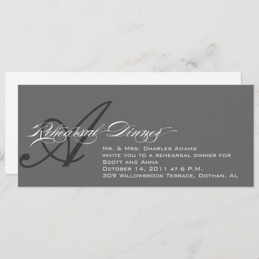 repetitie binnenste uitnodiging grijs monogram A (Voorkant / Achterkant)