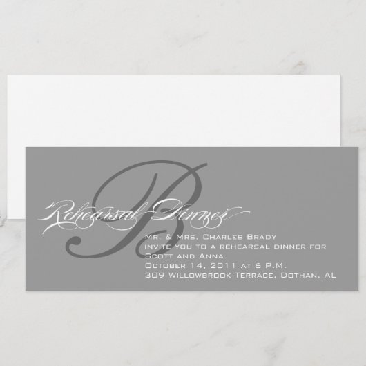 repetitie binnenste uitnodiging grijs monogram B (Voorkant / Achterkant)