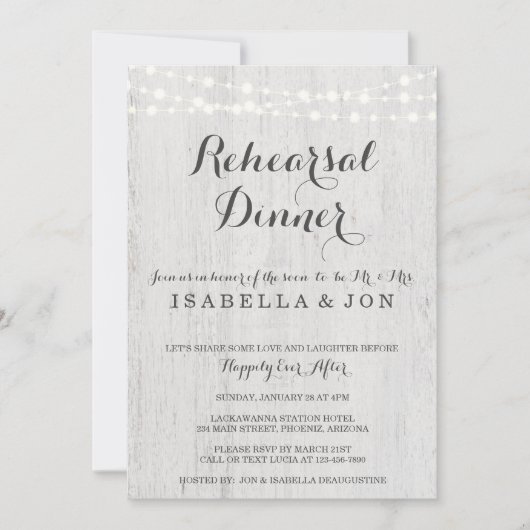 repetitie binnenuitnodiging | Rustic Romantic Kaart (Voorkant)