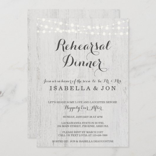 repetitie binnenuitnodiging | Rustic Romantic Kaart (Voorkant / Achterkant)