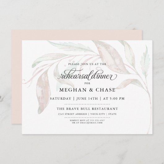 REPETITIE | Bleke pastel Waterverf gebladerte Kaart (Voorkant / Achterkant)